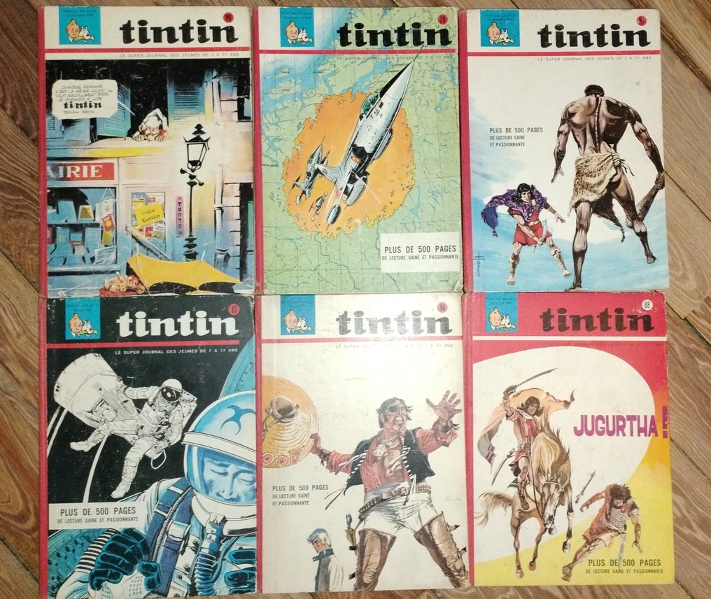 Tintin (magazine) 86-91 - Ensemble de 6 reliures éditeurs du journal Tintin  - 6 Comic collection - 1967/1968 - Catawiki