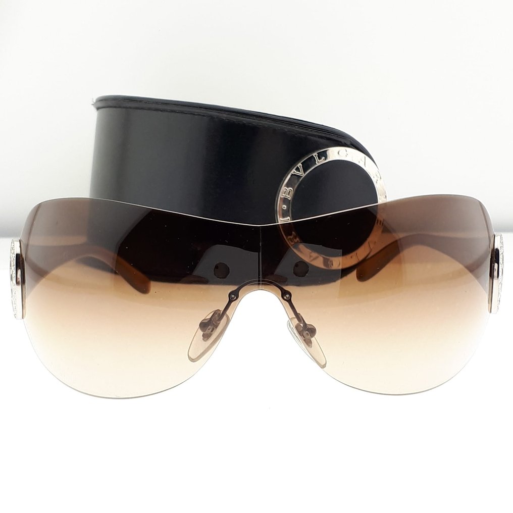Bulgari Shield Brown and Silver Tone Temple Details with