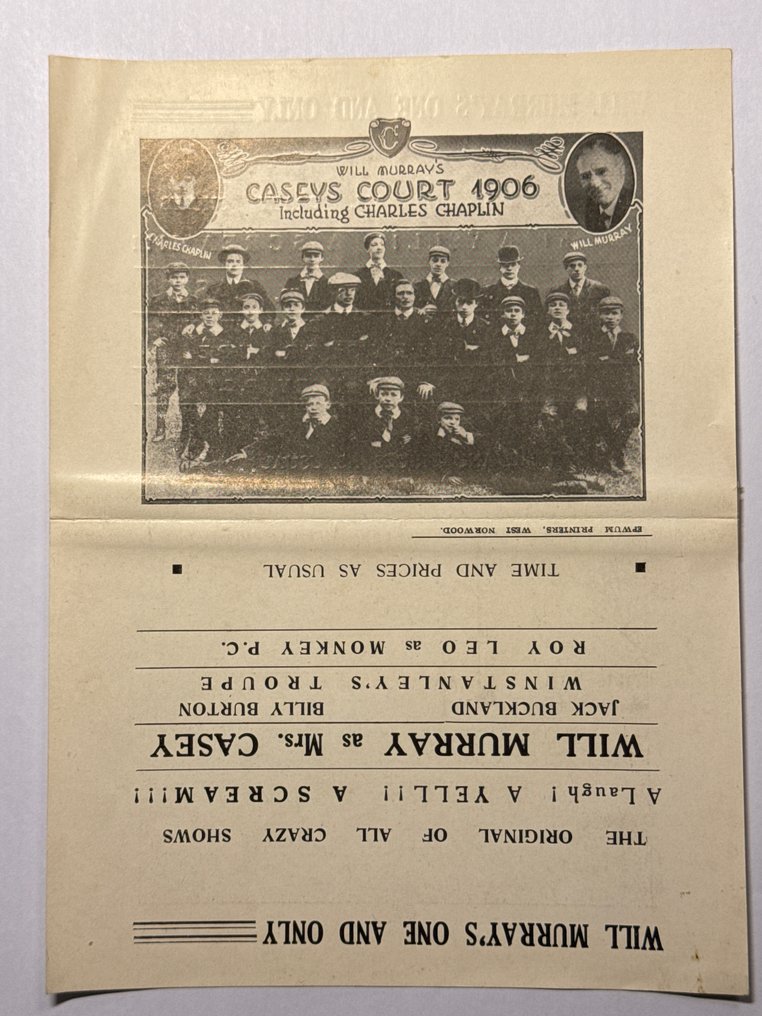 Charlie Chaplin 2 promotional flyers of Charles Chaplin in Caseys