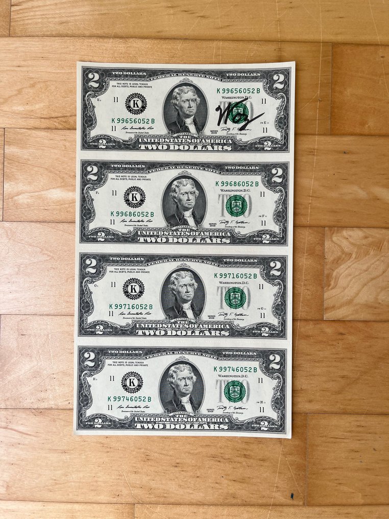 Steve Wozniak OWNED and SIGNED 2 Dollar Bill Sheet Original WOZ