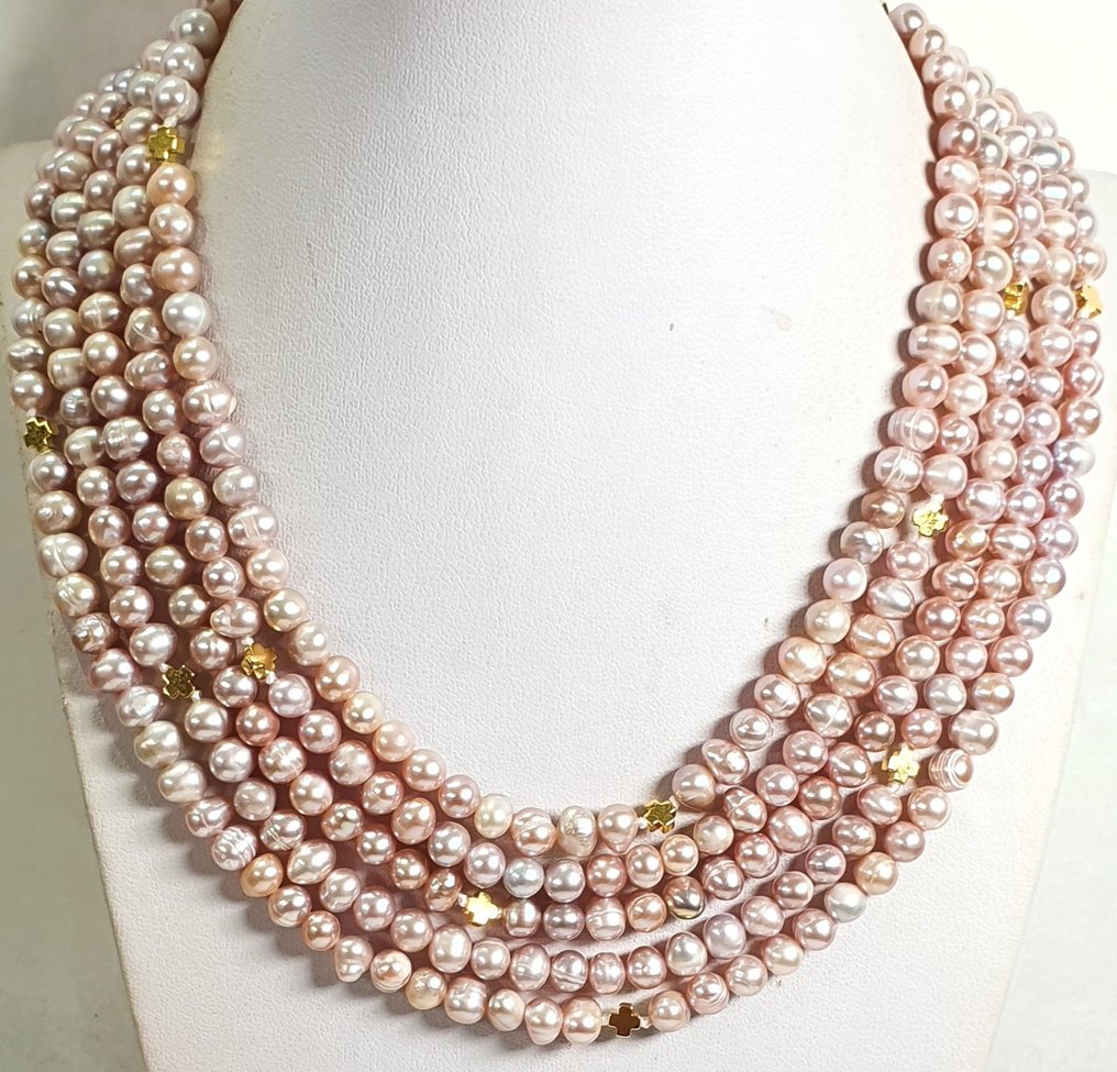 Natural pink shop pearl necklace